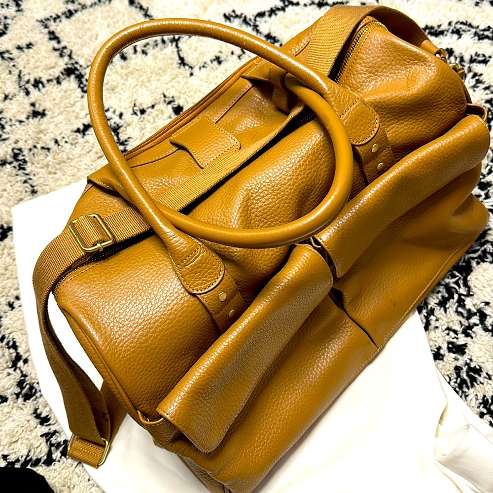Pacapod Tan Leather Diaper + Duffel Bag - Firenze Style, Doubles As Backpack